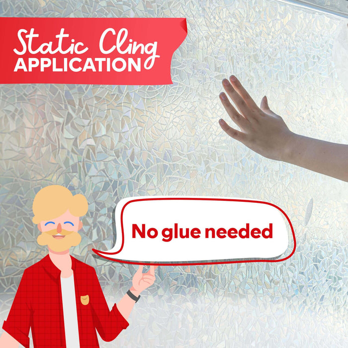 XFasten Rainbow Window Privacy Film – 17.7 x 78.7 Inch | Crystal Stained Glass Static Cling for Glass Windows and Doors