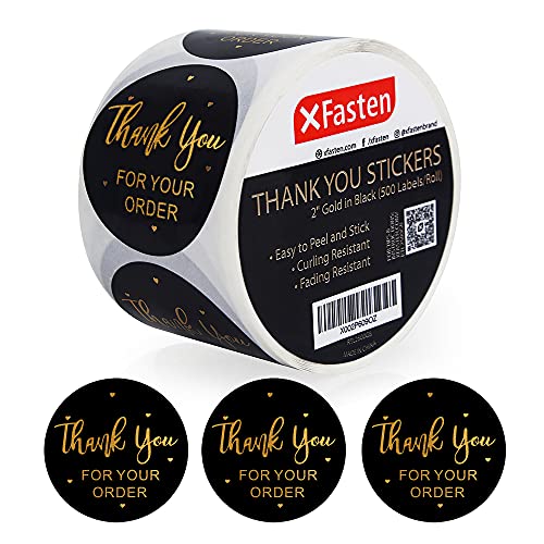 XFasten Thank You Stickers 2 Inches (500 Labels Per Roll)