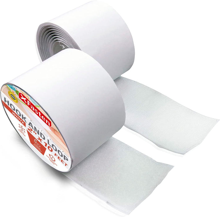 XFasten Adhesive Hook and Loop Tape | 2 Inches x 10 Foot | White