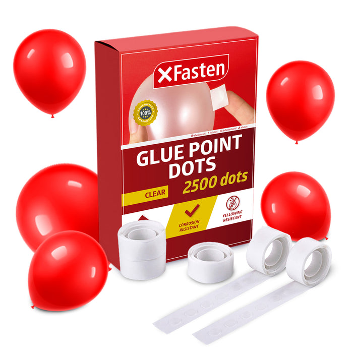 XFasten Balloon Glue Point Dots Clear, Removable, 2500 Pcs (25 Rolls)