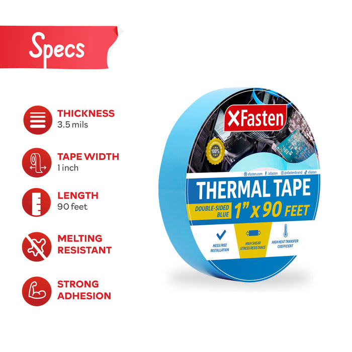 XFasten Thermal Double-Sided Tape, 1 Inch x 90 Feet